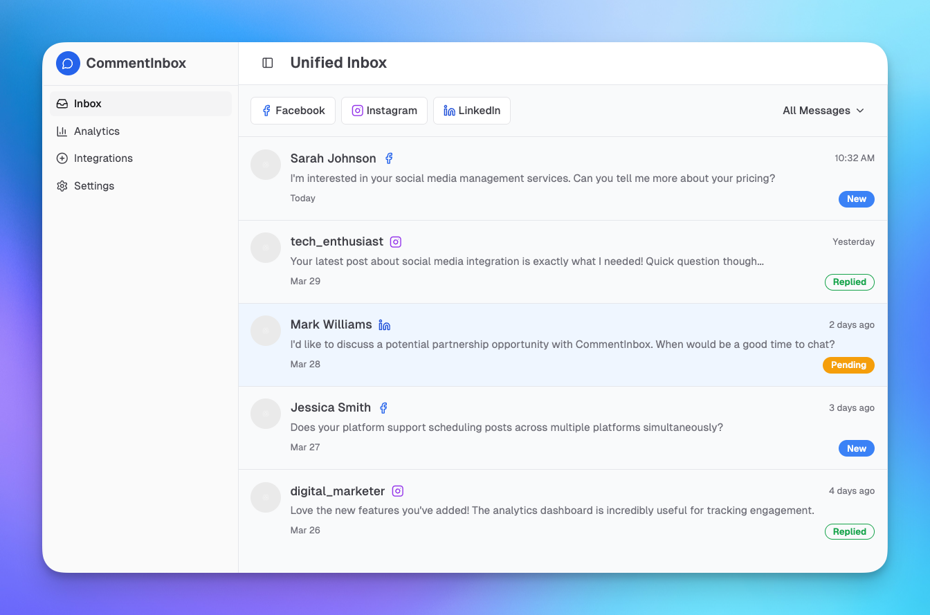 Comment Inbox feature showcase 2
